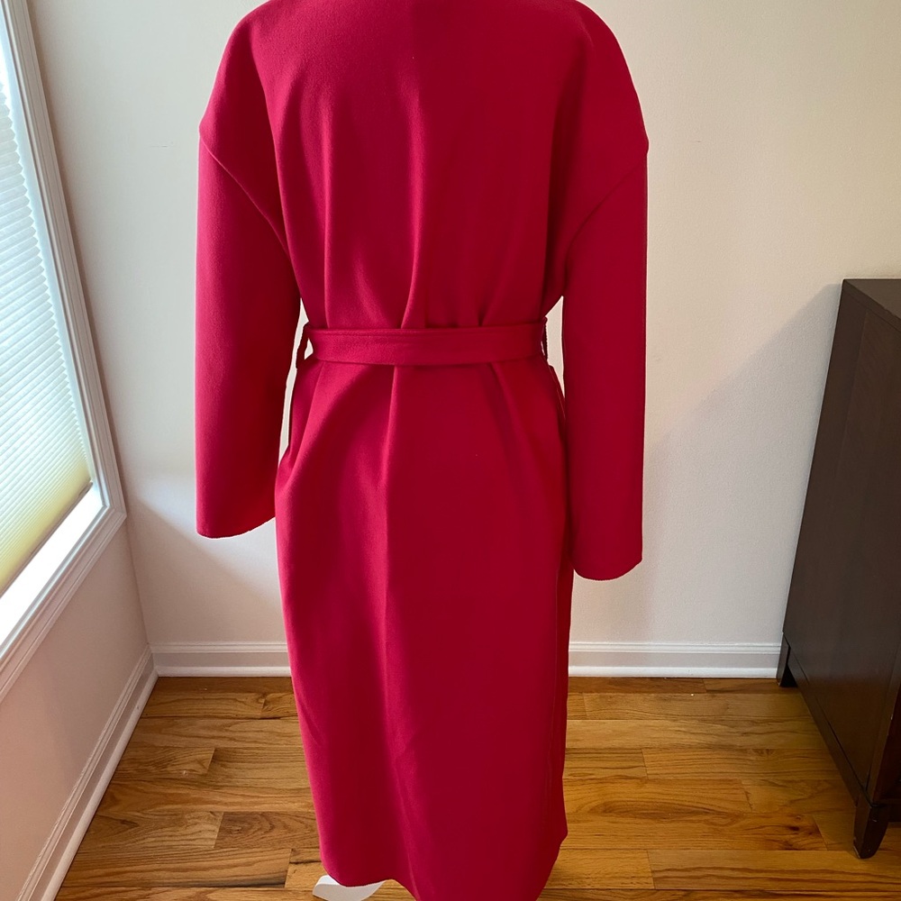 Boohoo Hot Pink Long Trench Coat - Picture 6 of 9
